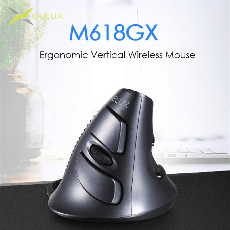Delux M618 GX Ergonomic Vertical Wireless Mouse - ShopAfusion