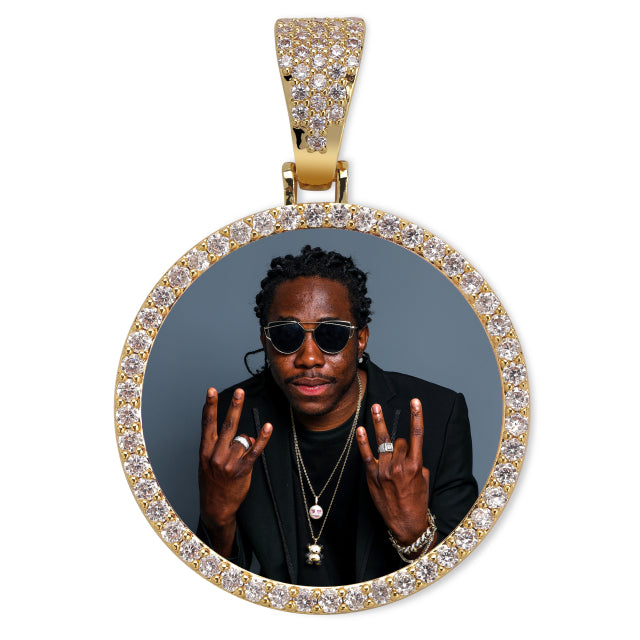 TOPGRILLZ Gold Custom Made Photo With wings Medallions Necklace & Pendant 4mm Tennis Chain Cubic Zircon Men's Hip hop Jewelry