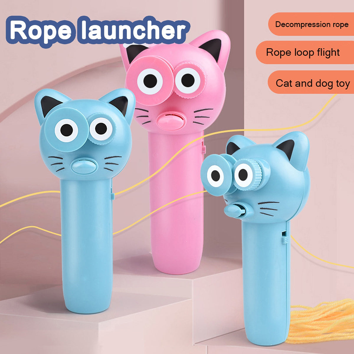 Zip String Rope Launcher Propeller With Rope String Controller Handheld Loop Lasso Shooter Thruster Electric Toys For Children