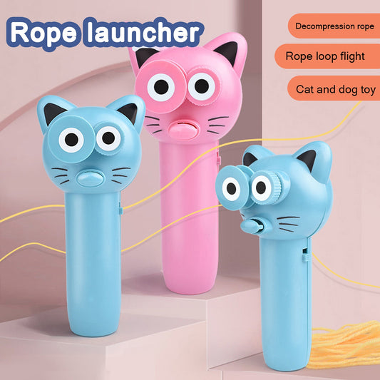 Zip String Rope Launcher Propeller With Rope String Controller Handheld Loop Lasso Shooter Thruster Electric Toys For Children