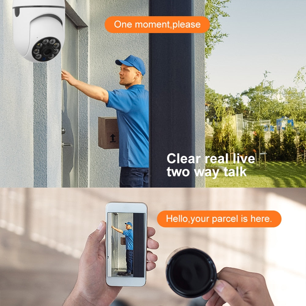 360°Panoramic Wifi Light Bulb Surveillance Cam PTZ IP Camera Night Vision Motion Detection Smart Home Security Protection Webcam