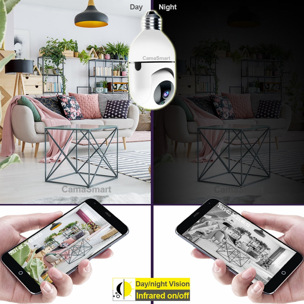 1080P Wifi Camera Light Bulb Ycc365 plus Mini PTZ HD Infrared Night Vision Two Way Talk Baby Monitor Home Security Smart View