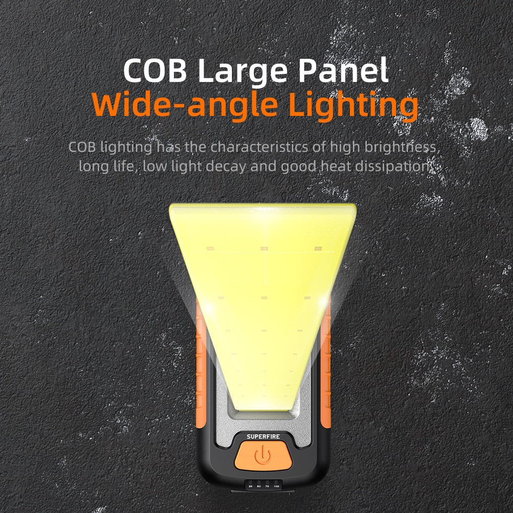 SUPERFIRE G21 USB Rechargeable COB Work Light Portable LED Flashlight For Camping Fishing Magnet Design Lantern Torch Light