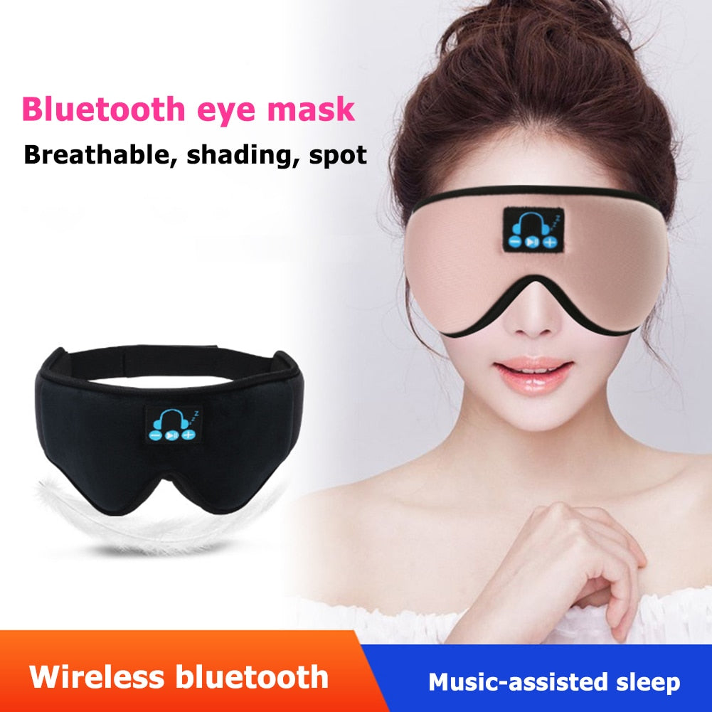 Stereo Wireless  V5.0 Sleep Headphones Calling Music 3D Sleep Eye Mask Cover Earphone Night Rest Shade Eyepatch Headset