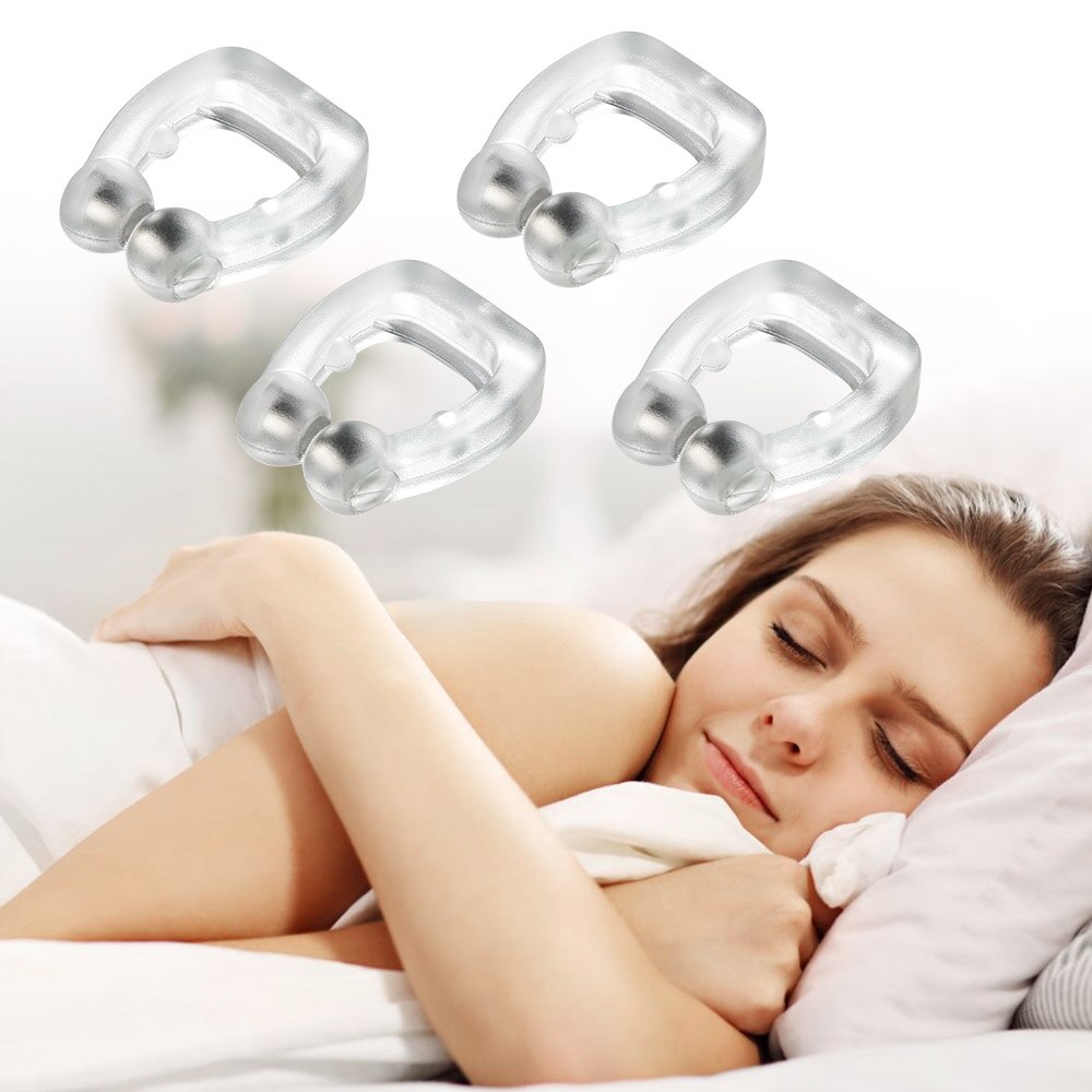 4pcs/set Silicone Magnetic Anti Snore Stop Snoring Nose Clip Sleep Tray Sleeping Aid Apnea Guard Night Device Health Care