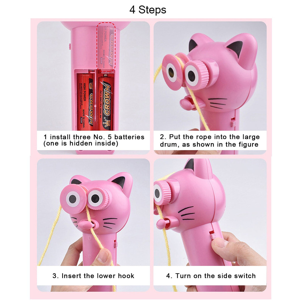 Zip String Rope Launcher Propeller With Rope String Controller Handheld Loop Lasso Shooter Thruster Electric Toys For Children