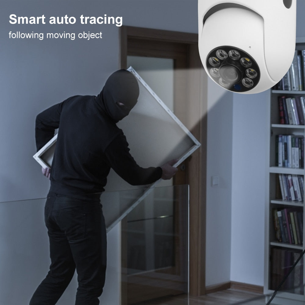 360°Panoramic Wifi Light Bulb Surveillance Cam PTZ IP Camera Night Vision Motion Detection Smart Home Security Protection Webcam