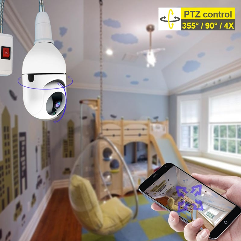 1080P Wifi Camera Light Bulb Ycc365 plus Mini PTZ HD Infrared Night Vision Two Way Talk Baby Monitor Home Security Smart View