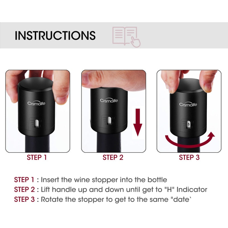 1Pc ABS Vacuum Red Wine Bottle Cap Stopper Vacuum Sealer Wine Stopper Fresh Wine Keeper Champagne Cork Stopper Kitchen Bar Tools