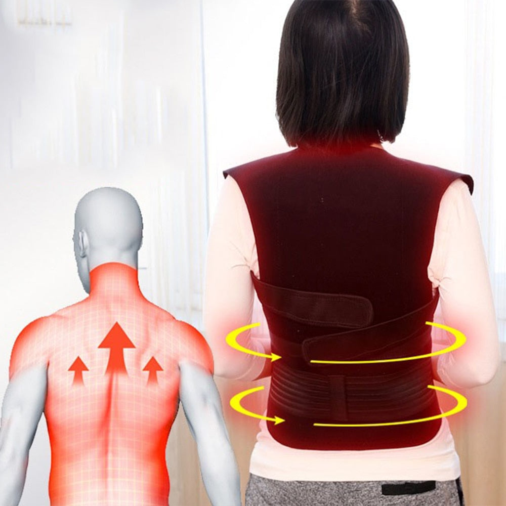 62pcs MagnetsTourmaline Self-heating Magnetic Therapy Waist Back Shoulder Posture Corrector Spine Lumbar Brace Back Support Belt