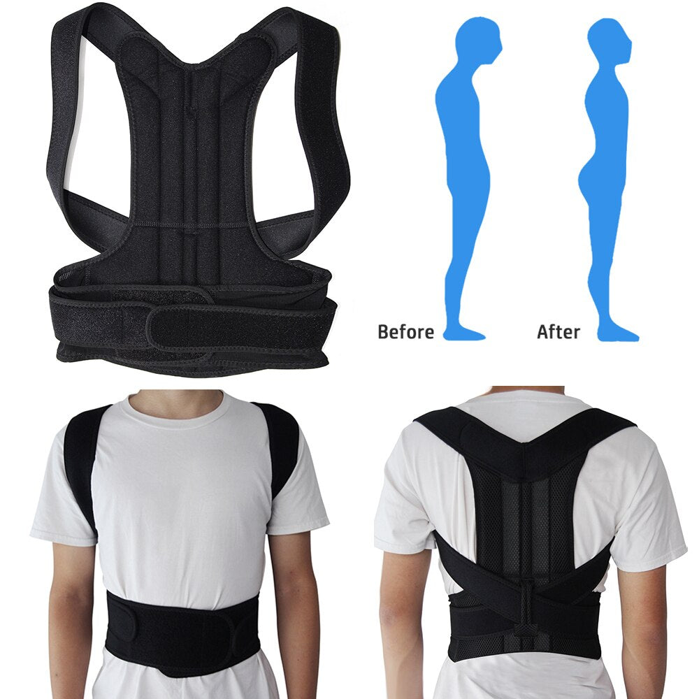 APTOCO Adjustable Back Posture Corrector Shoulder Lumbar Brace Back Support Corretor Posture Correction Spine Trainer Unisex