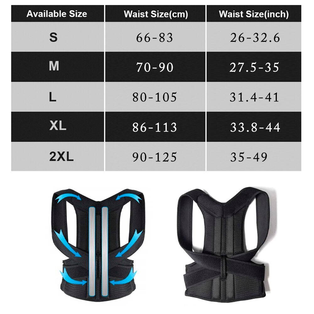 APTOCO Adjustable Back Posture Corrector Shoulder Lumbar Brace Back Support Corretor Posture Correction Spine Trainer Unisex