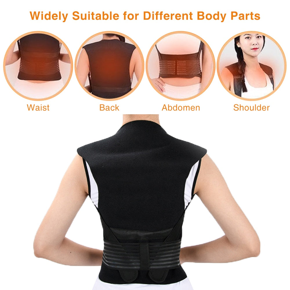 62pcs MagnetsTourmaline Self-heating Magnetic Therapy Waist Back Shoulder Posture Corrector Spine Lumbar Brace Back Support Belt
