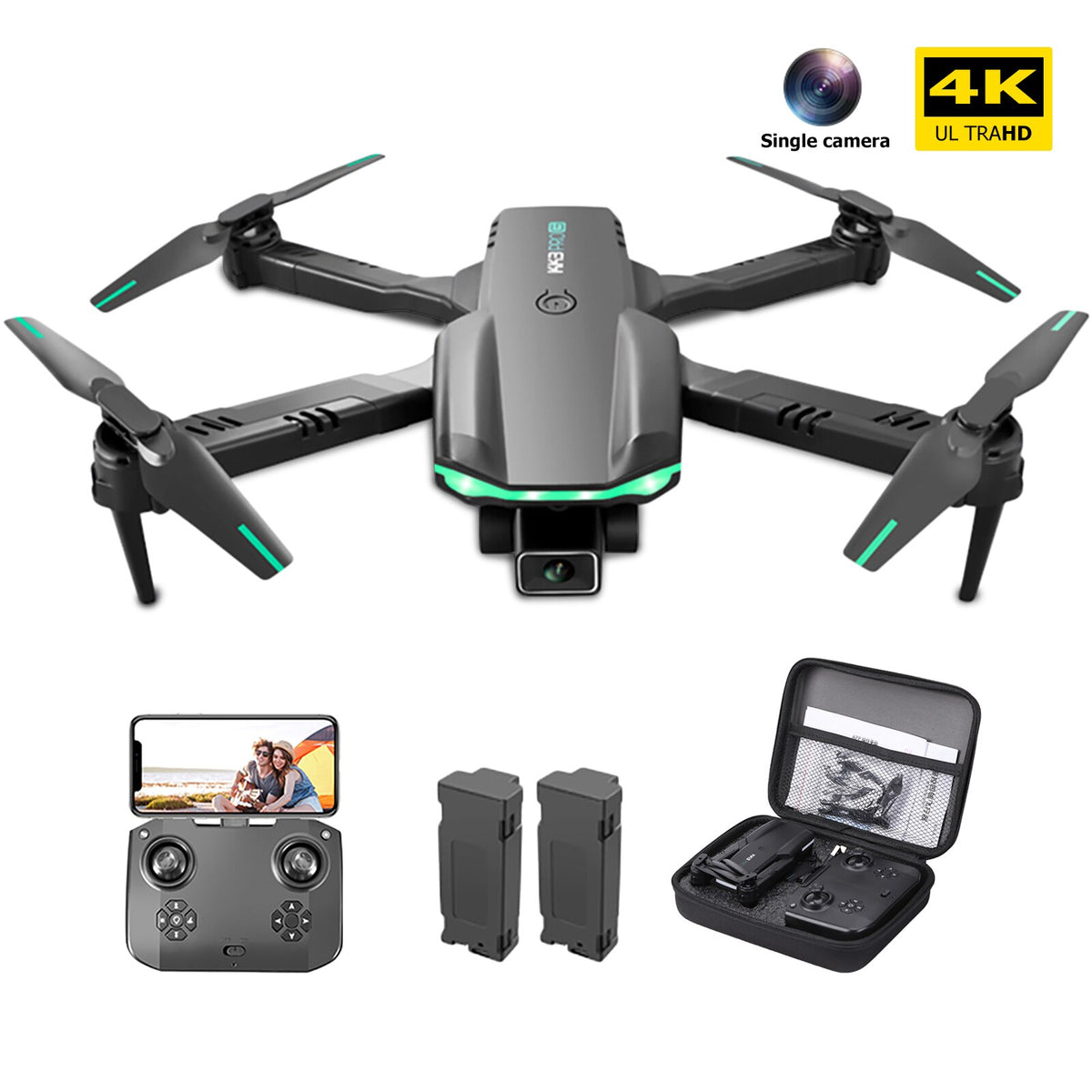 KK3 Pro Drone with Dual 4K HD Camera FPV Drones RC Quadcopters with Altitude Hold and Headless Mode One Key Backward Kids Toys