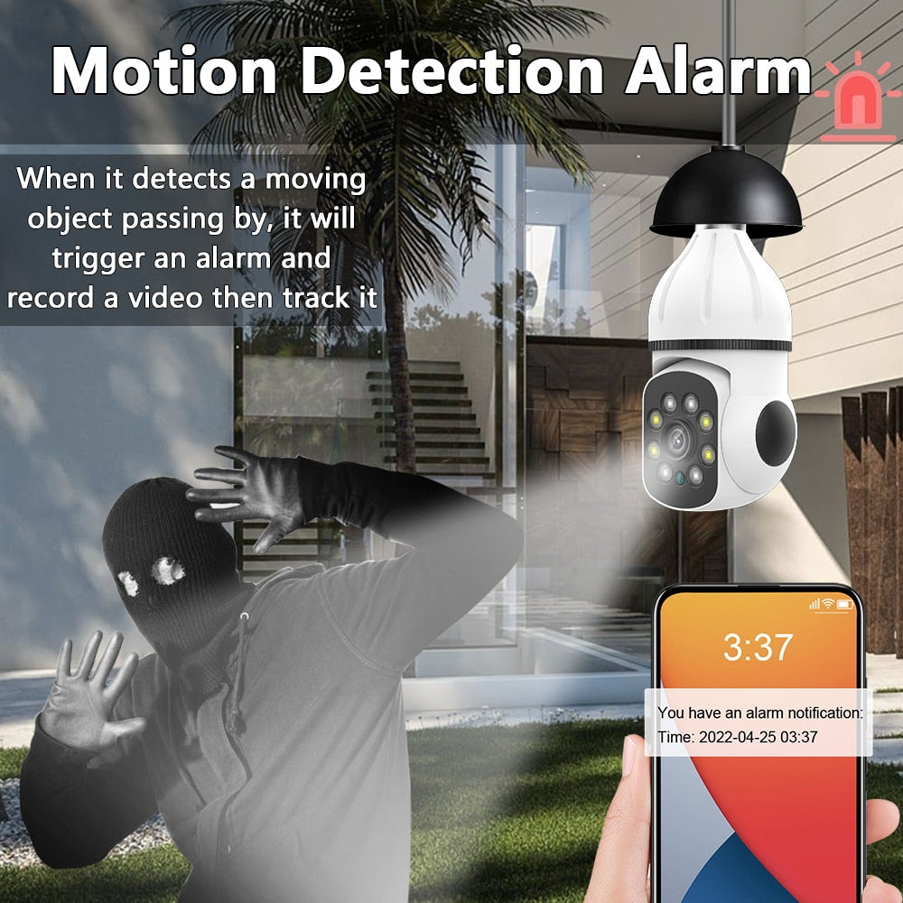 5G Wifi Light Bulb Surveillance Camera 360 Rotate Color Night Vision Wireless Camera Smart Security Camera E27 Interface