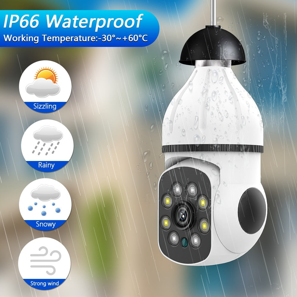 5G Wifi Light Bulb Surveillance Camera 360 Rotate Color Night Vision Wireless Camera Smart Security Camera E27 Interface