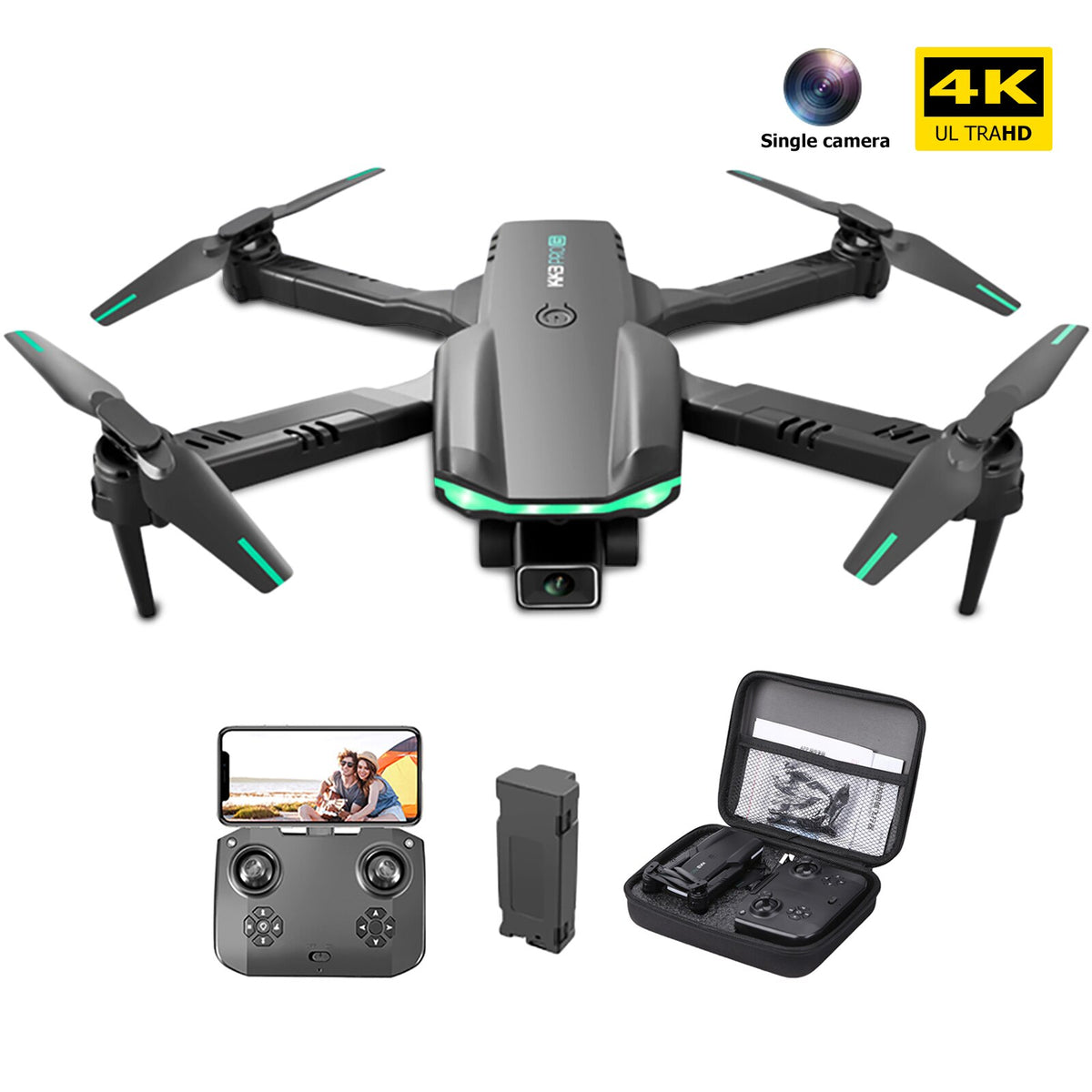 KK3 Pro Drone with Dual 4K HD Camera FPV Drones RC Quadcopters with Altitude Hold and Headless Mode One Key Backward Kids Toys