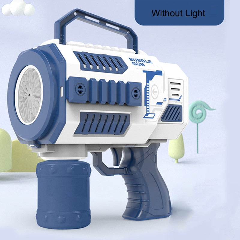 Bubble Gun Rocket 69 Holes Soap Bubbles Machine Children‘s Gift Gun Shape Automatic Blower With Light Pomperos Toys For Kids