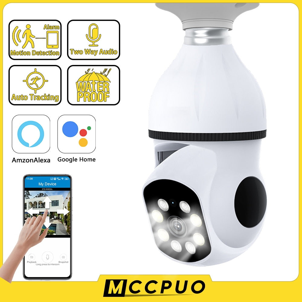 5G Wifi Light Bulb Surveillance Camera 360 Rotate Color Night Vision Wireless Camera Smart Security Camera E27 Interface