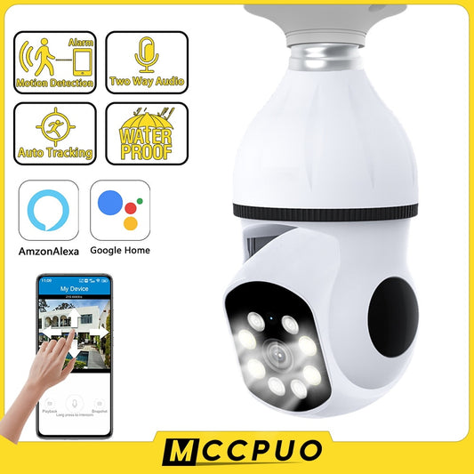 5G Wifi Light Bulb Surveillance Camera 360 Rotate Color Night Vision Wireless Camera Smart Security Camera E27 Interface