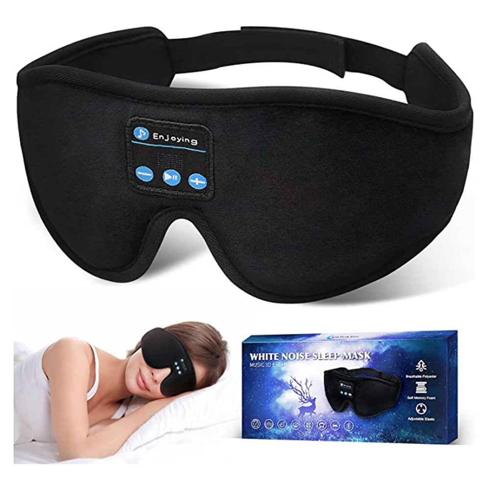 Stereo Wireless  V5.0 Sleep Headphones Calling Music 3D Sleep Eye Mask Cover Earphone Night Rest Shade Eyepatch Headset