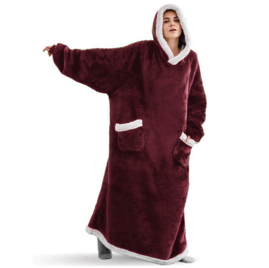 2023 Super Long Flannel Blanket with Sleeves Winter Hoodies Sweatshirt Women Men Pullover Fleece Giant TV Blanket Oversized New