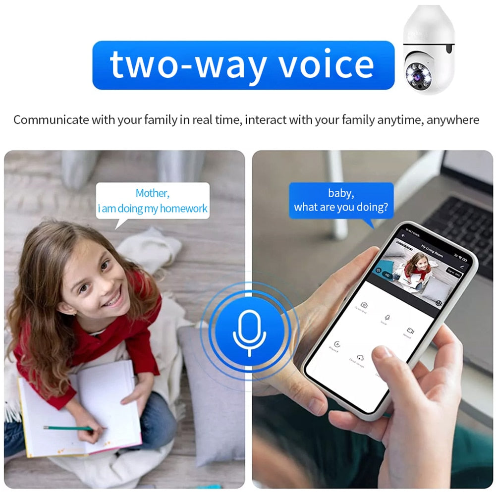 E27 Bulb Surveillance Camera 2MP Night Vision Wireless Security Monitor Light Bulb WiFi Camera Auto Human Tracking Baby Monitor