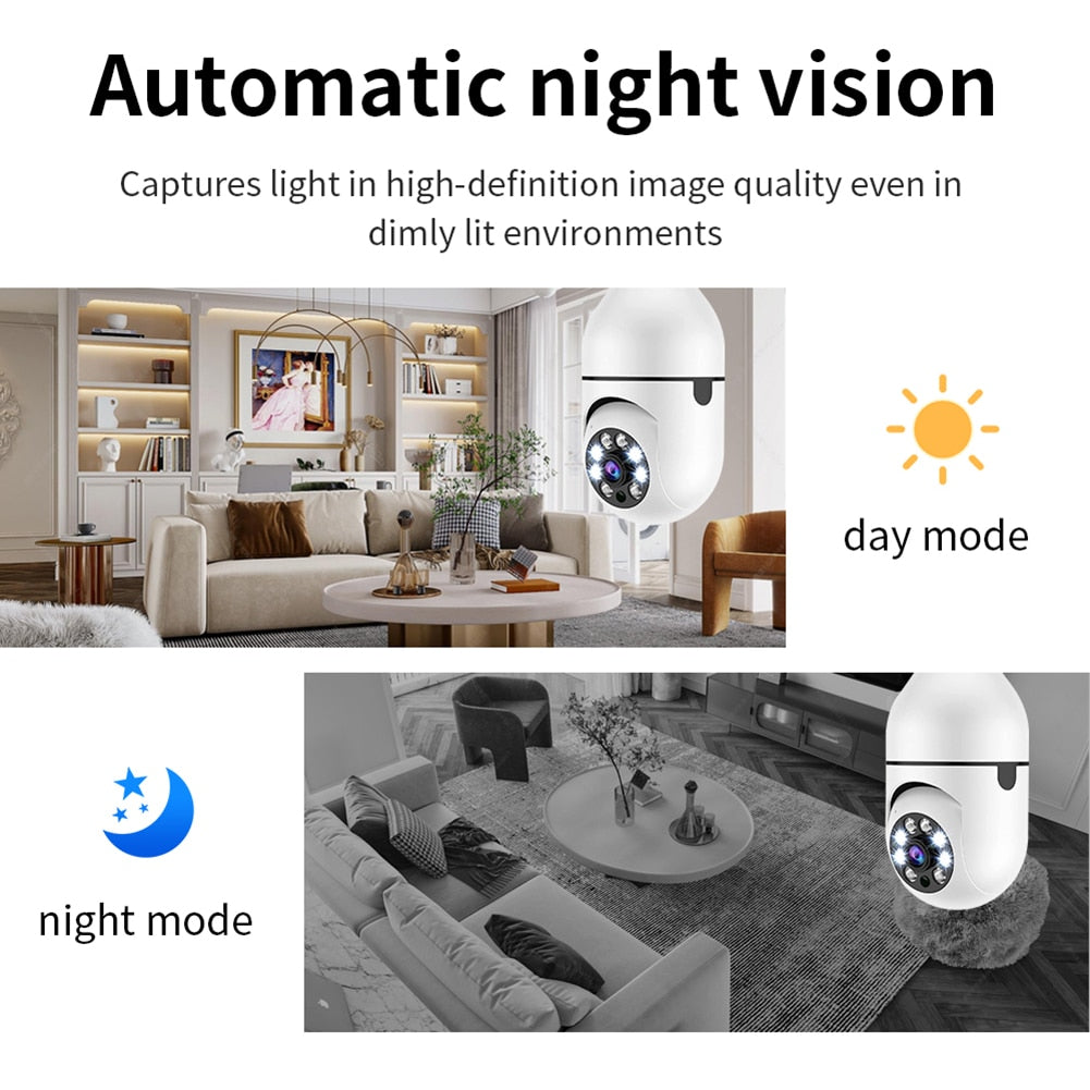 1-5Pcs WIFI Surveillance Camera 2MP Light Bulb HD Video Security IP Night Vision Camera Two Way Talk Phone Remote 360° Rotation