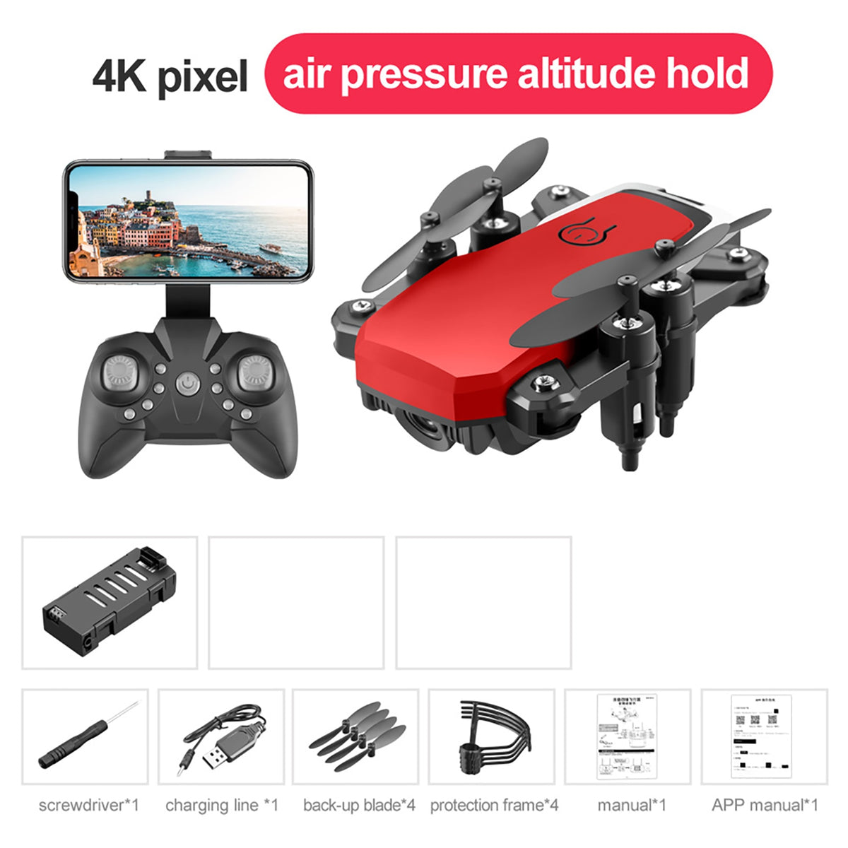 LF606 Wifi FPV Foldable RC Drone with 4K HD Camera Follow Altitude Hold 3D Flips Headless RC Helicopter Mini Aircraft Kids Toys