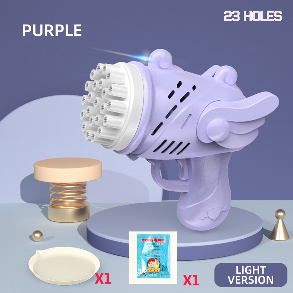 69 Holes Rocket Bubble Gun Machine Angel LED Kids Automatic Soap Bubbles Blower Maker Toys for Wedding Party Outdoor Games