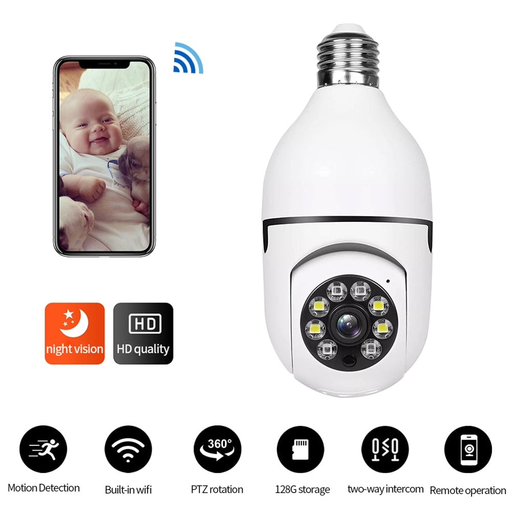 E27 Bulb Surveillance Camera 2MP Night Vision Wireless Security Monitor Light Bulb WiFi Camera Auto Human Tracking Baby Monitor