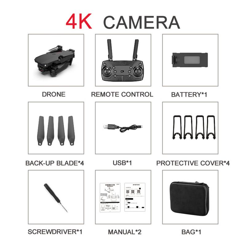 New 2022 E88Pro RC Drone 4K Professinal With 1080P Wide Angle HD Camera Foldable RC Helicopter WIFI FPV Height Hold Gift Toy