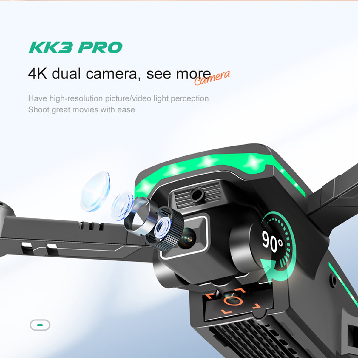 KK3 Pro Drone with Dual 4K HD Camera FPV Drones RC Quadcopters with Altitude Hold and Headless Mode One Key Backward Kids Toys