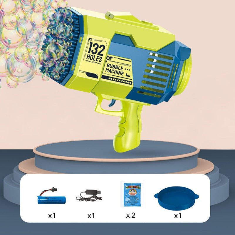 Bubble Gun Rocket 69 Holes Soap Bubbles Machine Children‘s Gift Gun Shape Automatic Blower With Light Pomperos Toys For Kids