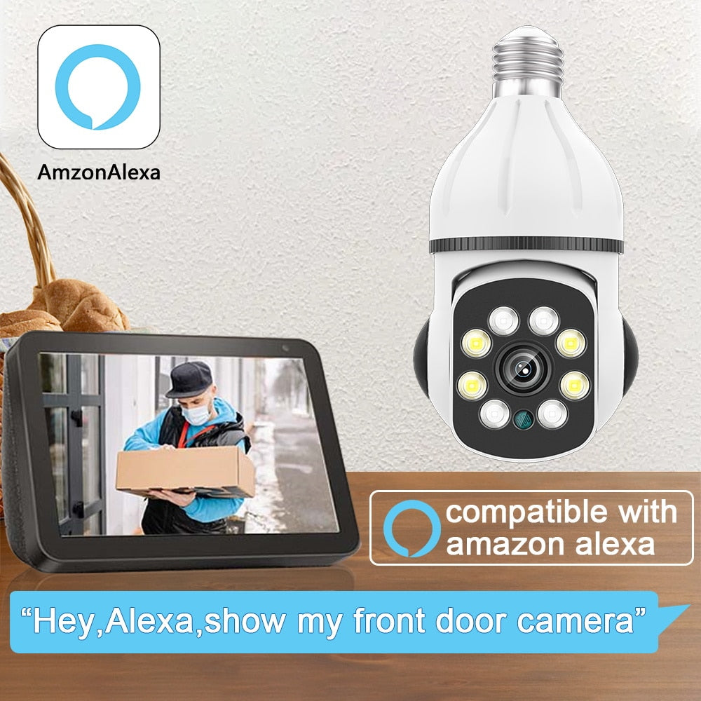 5G Wifi Light Bulb Surveillance Camera 360 Rotate Color Night Vision Wireless Camera Smart Security Camera E27 Interface