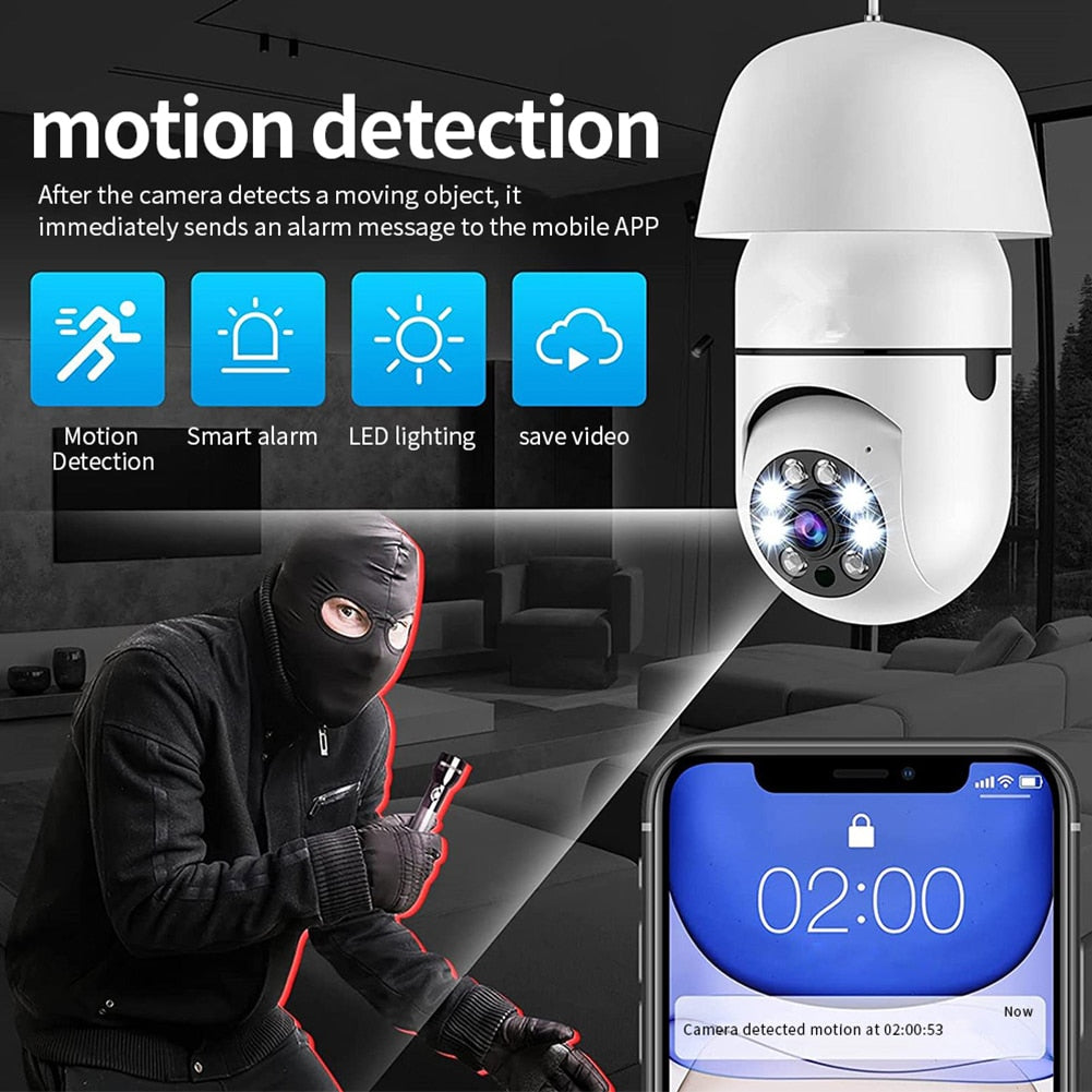 1-5Pcs WIFI Surveillance Camera 2MP Light Bulb HD Video Security IP Night Vision Camera Two Way Talk Phone Remote 360° Rotation