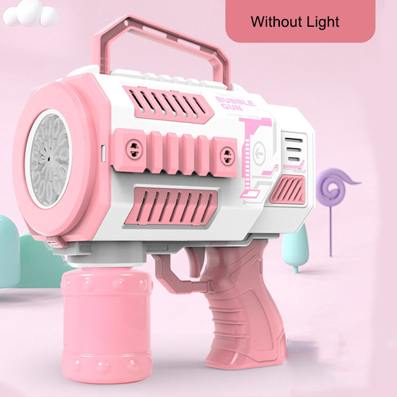 69 Holes Rocket Bubble Gun Machine Angel LED Kids Automatic Soap Bubbles Blower Maker Toys for Wedding Party Outdoor Games