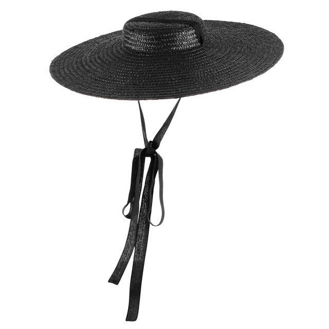 Wide Brim Flat Top Womens Straw Hat - ShopAfusion