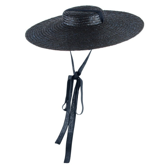 Wide Brim Flat Top Womens Straw Hat - ShopAfusion