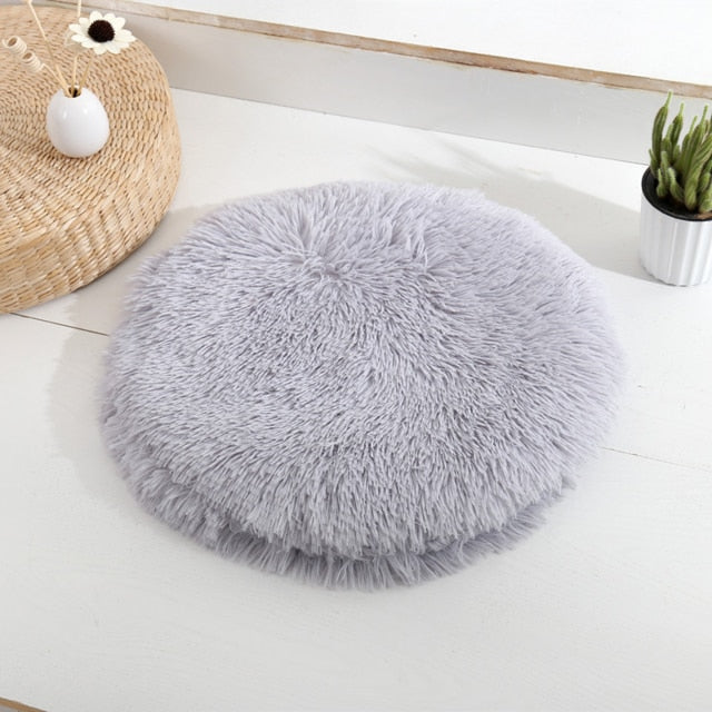 Soft, Fluffy, Round, Washable Cat Bed - ShopAfusion
