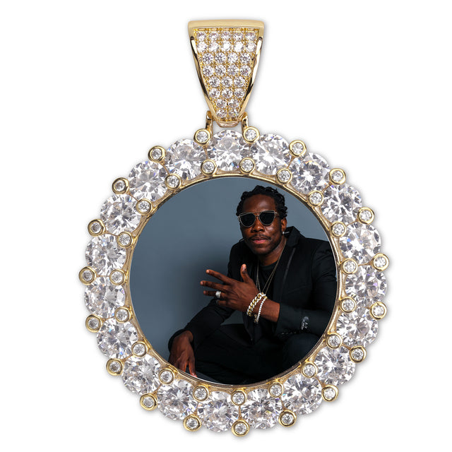 TOPGRILLZ Gold Custom Made Photo With wings Medallions Necklace &amp; Pendant 4mm Tennis Chain Cubic Zircon Men's Hip hop Jewelry
